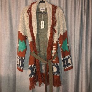 Nwt Wrangler Aztec Belted Cardigan 